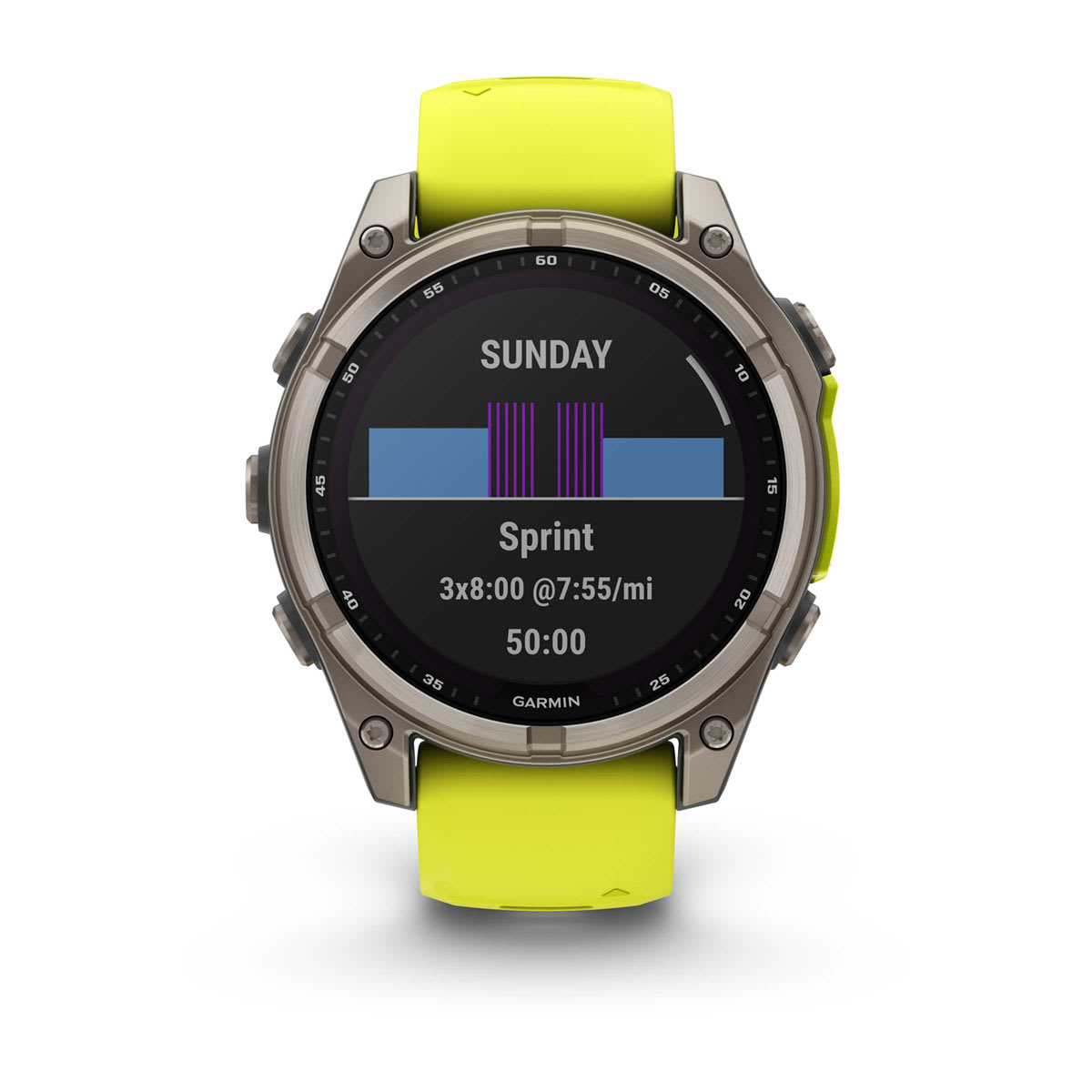 fēnix® 8 – 47 mm, Solar Sapphire, Titanium with Amp Yellow/Graphite Silicone Band