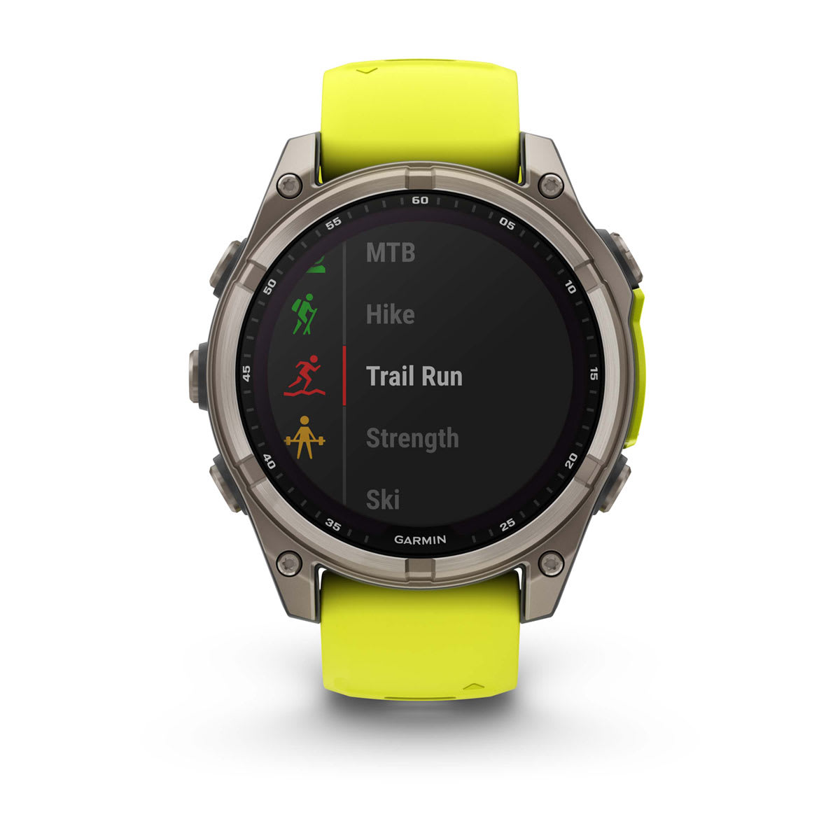 fēnix® 8 – 47 mm, Solar Sapphire, Titanium with Amp Yellow/Graphite Silicone Band
