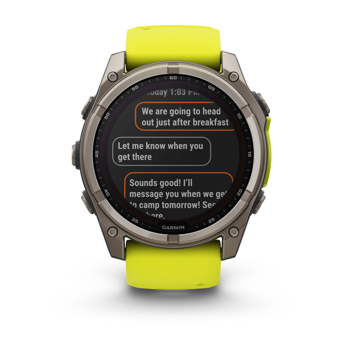 fēnix® 8 – 51 mm, Solar Sapphire, Titanium with Amp Yellow/Graphite Silicone Band