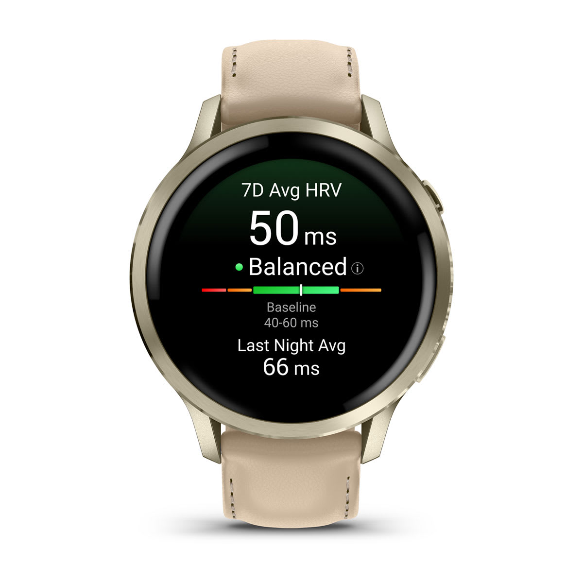 Venu® 4 – 41 mm Lunar Gold with Bone Silicone Band and Light Sand Leather Band