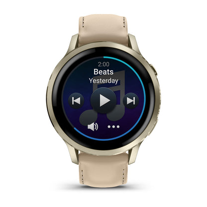 Venu® 4 – 41 mm Lunar Gold with Bone Silicone Band and Light Sand Leather Band