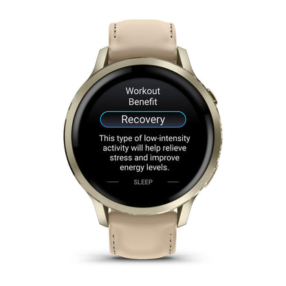 Venu® 4 – 41 mm Lunar Gold with Bone Silicone Band and Light Sand Leather Band