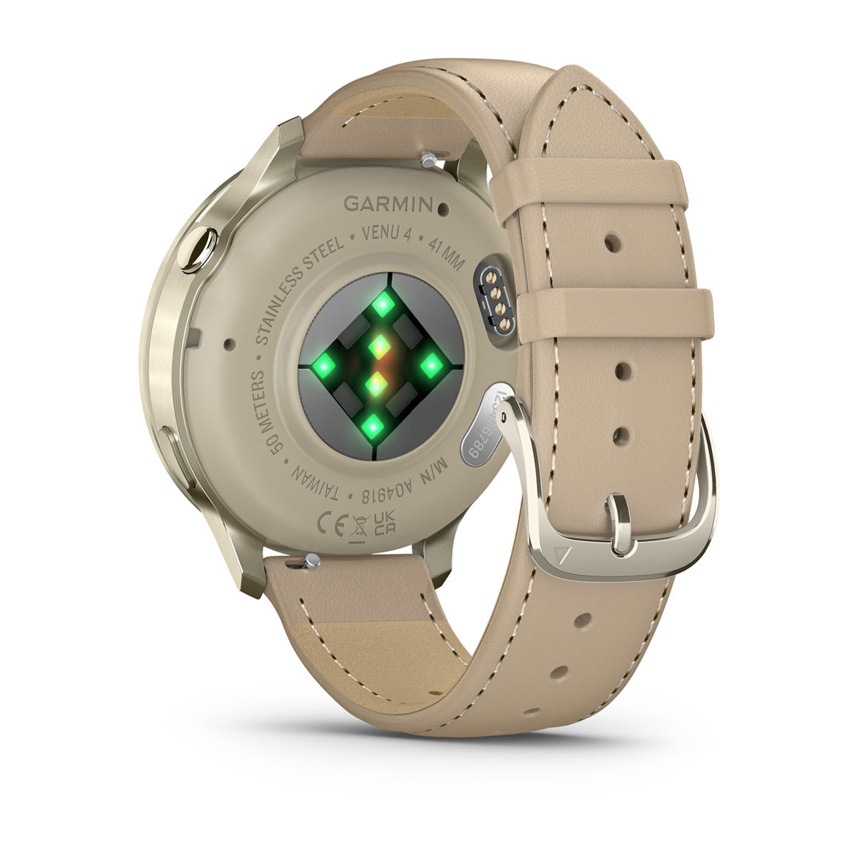 Venu® 4 – 41 mm Lunar Gold with Bone Silicone Band and Light Sand Leather Band