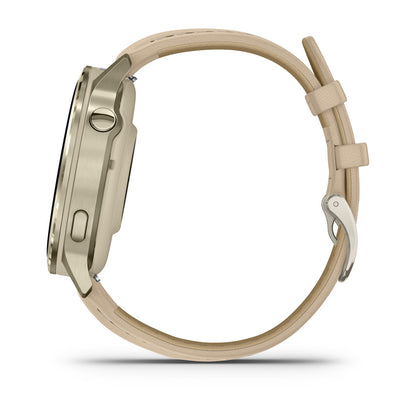 Venu® 4 – 41 mm Lunar Gold with Bone Silicone Band and Light Sand Leather Band
