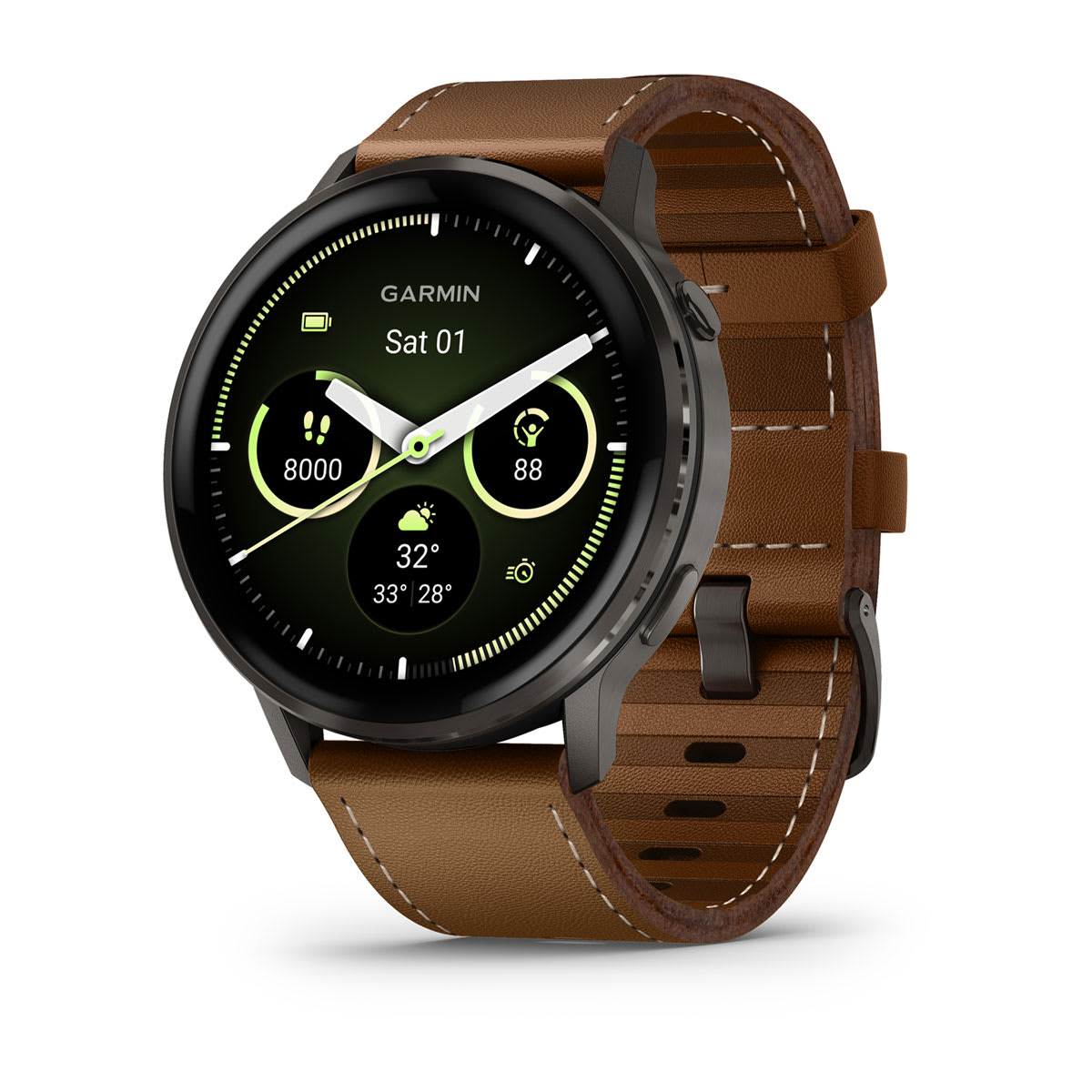 Venu® 4 – 45 mm Slate with Black Silicone Band and Brown Leather Band