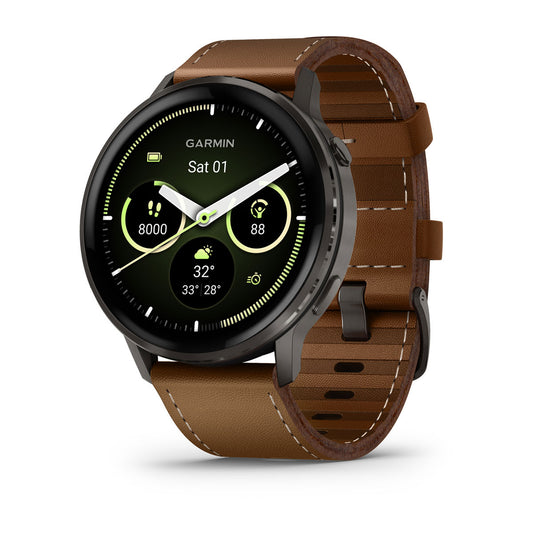 Venu® 4 – 45 mm Slate with Black Silicone Band and Brown Leather Band