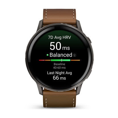 Venu® 4 – 45 mm Slate with Black Silicone Band and Brown Leather Band