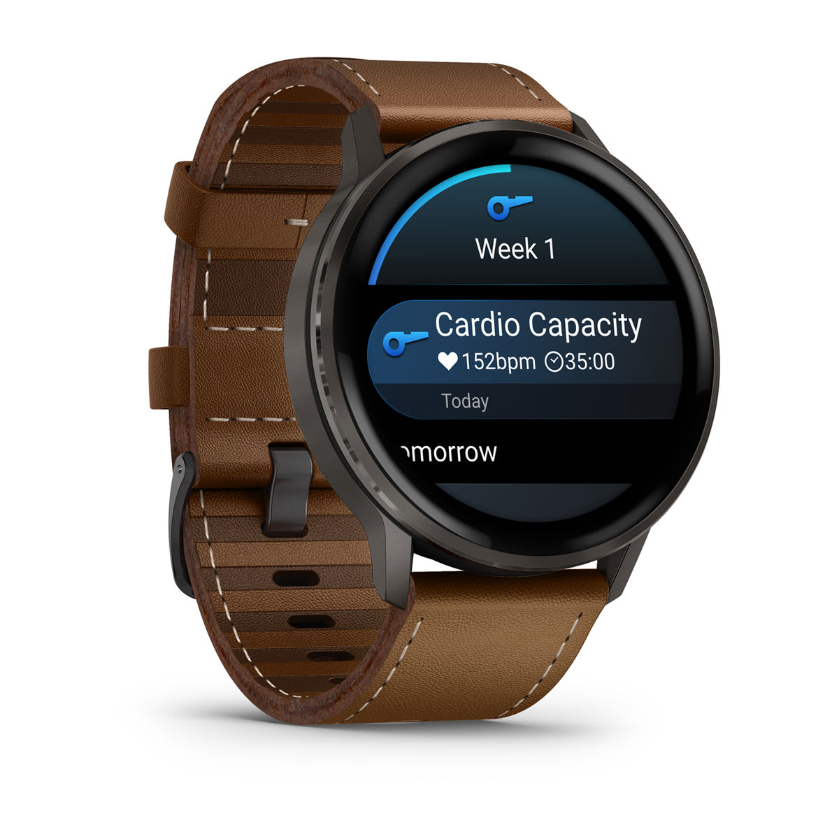 Venu® 4 – 45 mm Slate with Black Silicone Band and Brown Leather Band