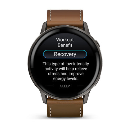 Venu® 4 – 45 mm Slate with Black Silicone Band and Brown Leather Band