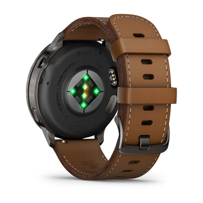 Venu® 4 – 45 mm Slate with Black Silicone Band and Brown Leather Band