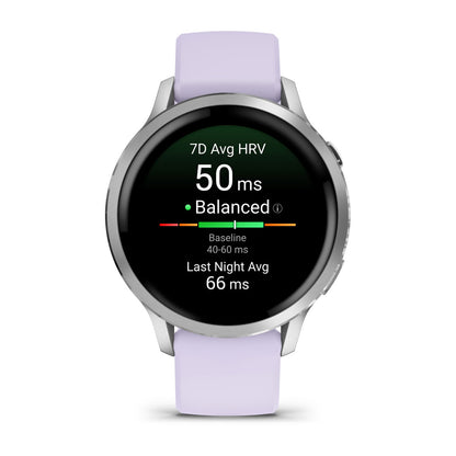 Venu® 4 – 41 mm Silver with Periwinkle Silicone Band