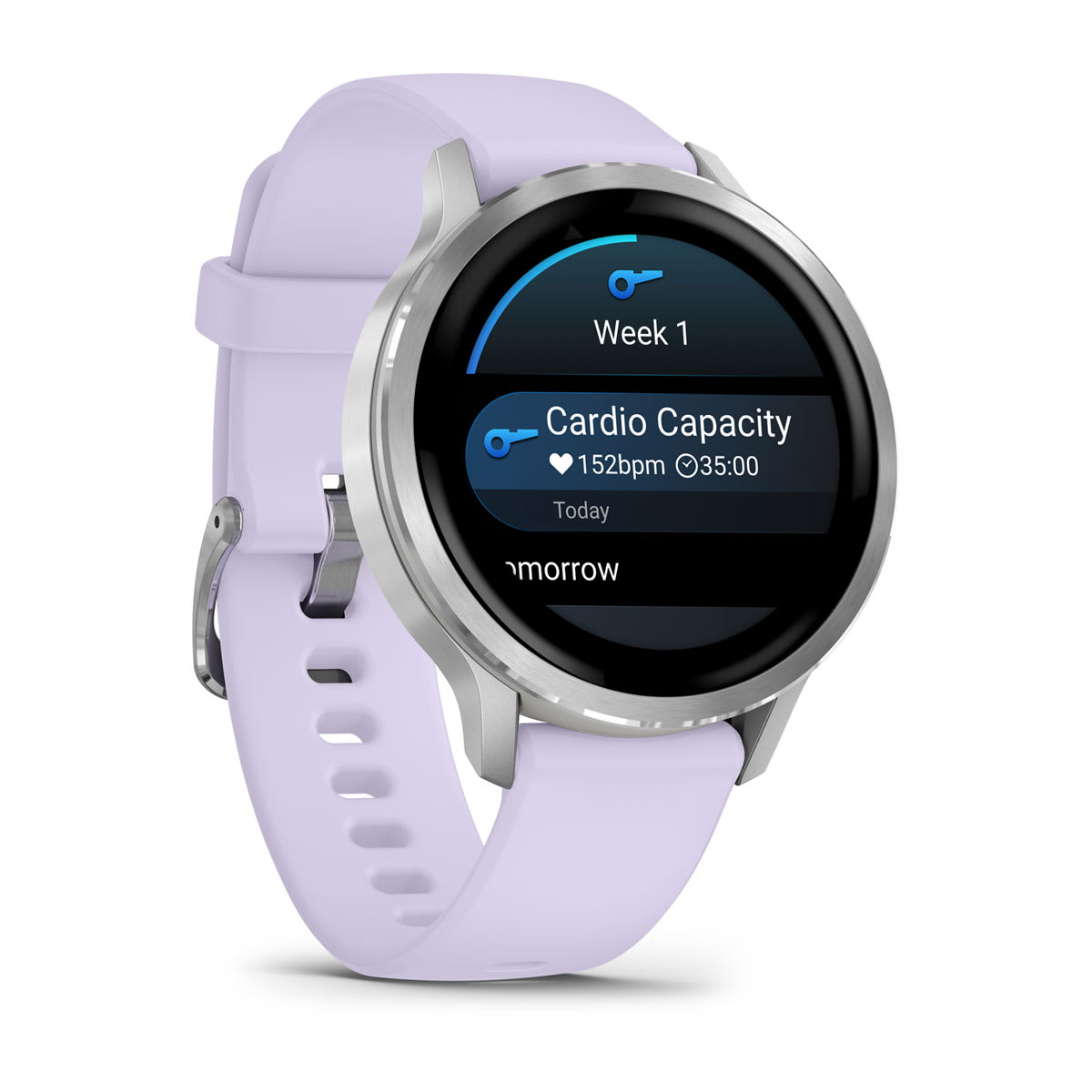Venu® 4 – 41 mm Silver with Periwinkle Silicone Band