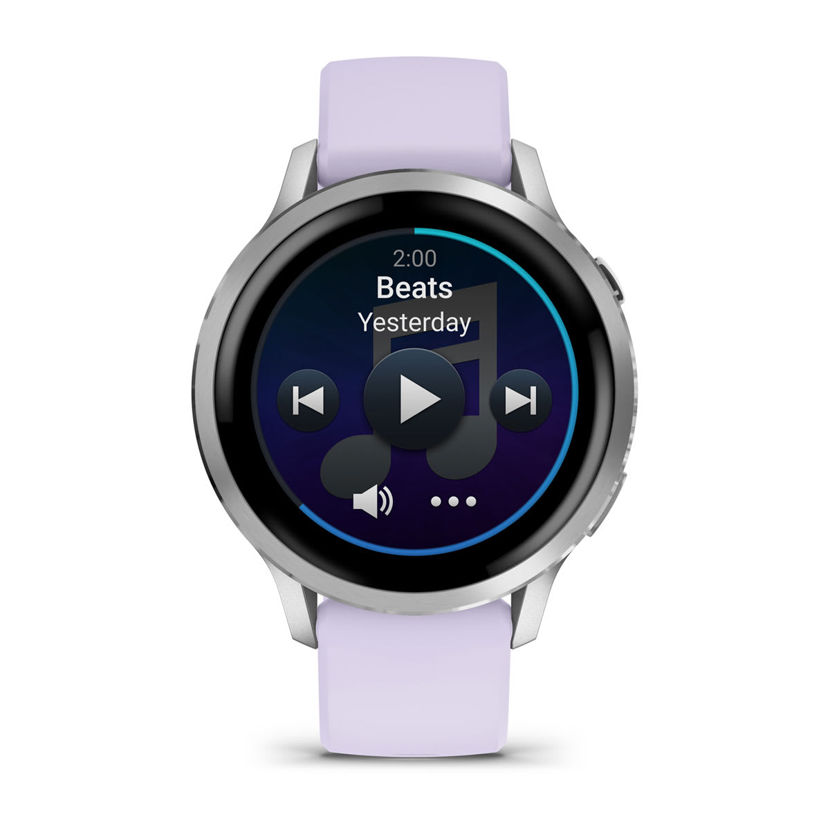 Venu® 4 – 41 mm Silver with Periwinkle Silicone Band