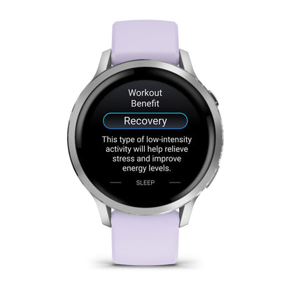 Venu® 4 – 41 mm Silver with Periwinkle Silicone Band