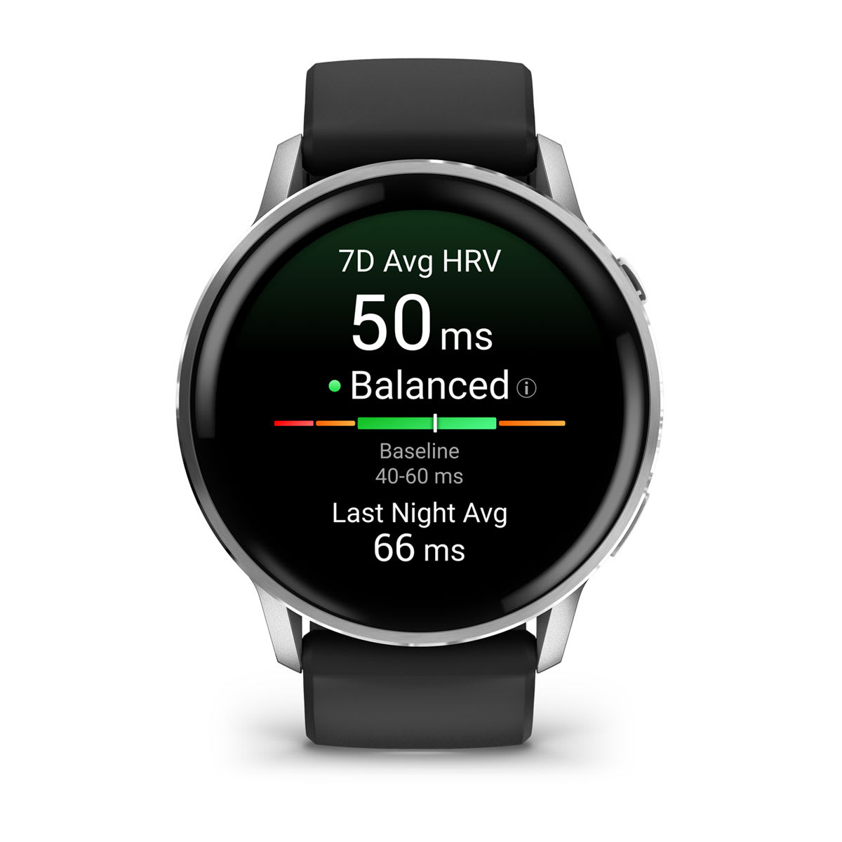 Venu® 4 – 45 mm Silver with Black Silicone Band