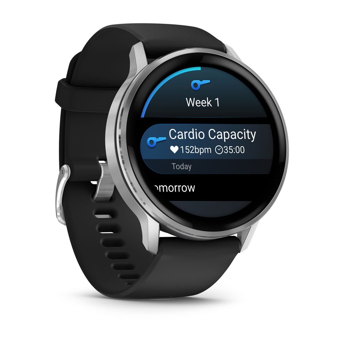 Venu® 4 – 45 mm Silver with Black Silicone Band