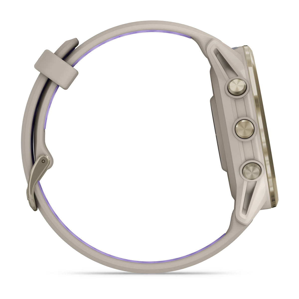 Forerunner® 970 Soft Gold Titanium with French Gray Case and French Gray/Translucent Indigo Band