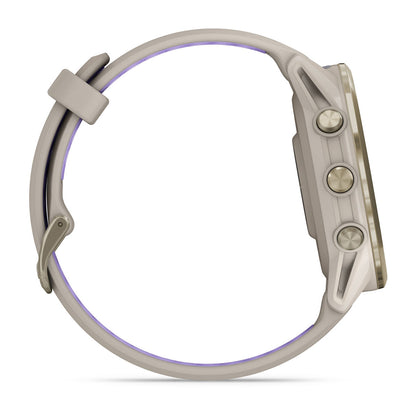 Forerunner® 970 Soft Gold Titanium with French Gray Case and French Gray/Translucent Indigo Band