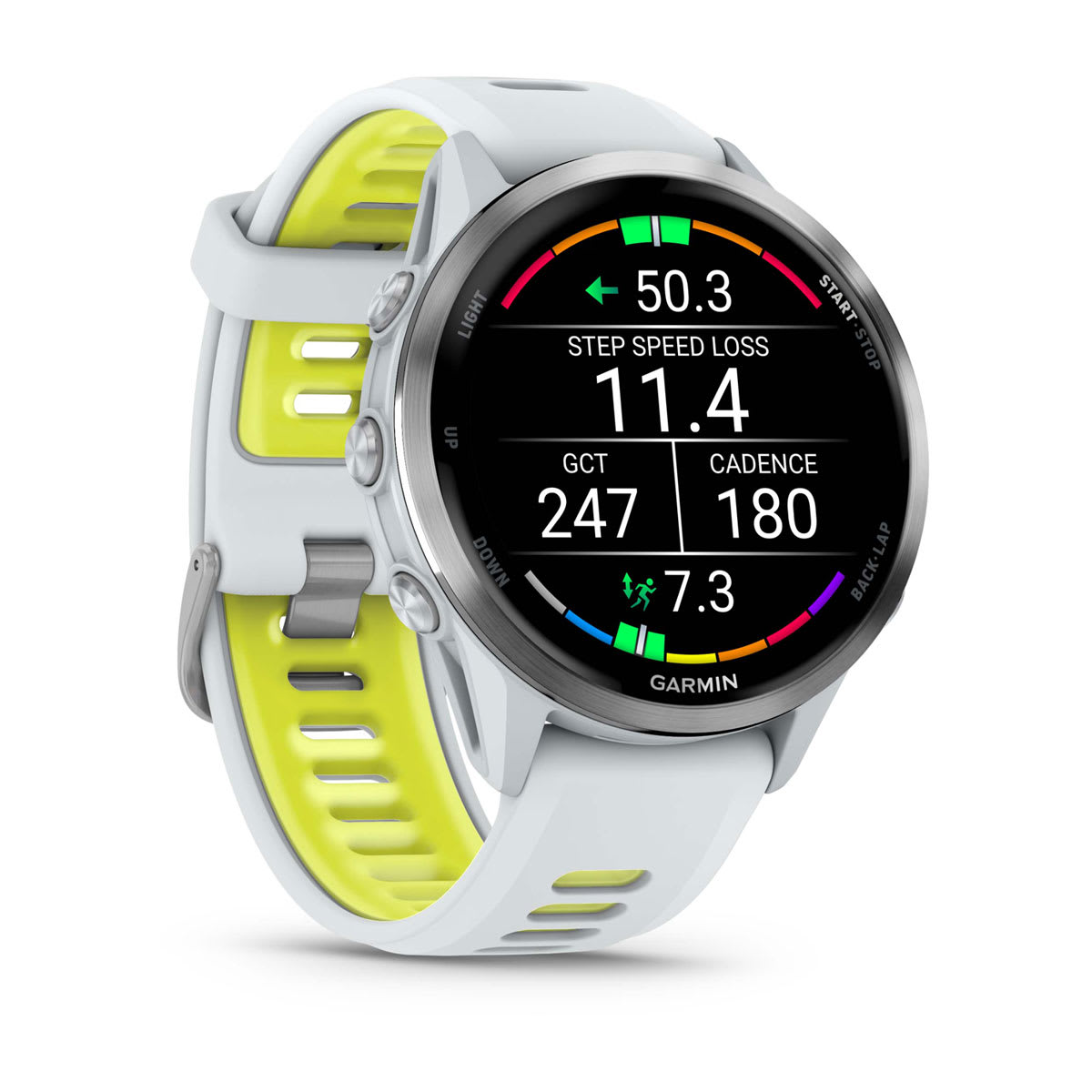 Forerunner® 970 Titanium with Whitestone Case and Whitestone/Translucent Amp Yellow Band