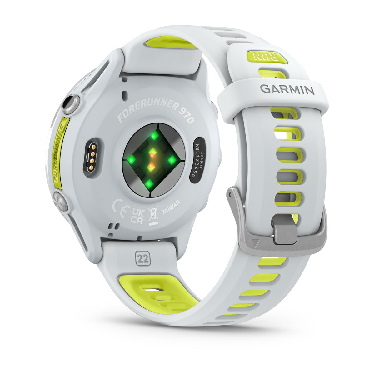 Forerunner® 970 Titanium with Whitestone Case and Whitestone/Translucent Amp Yellow Band