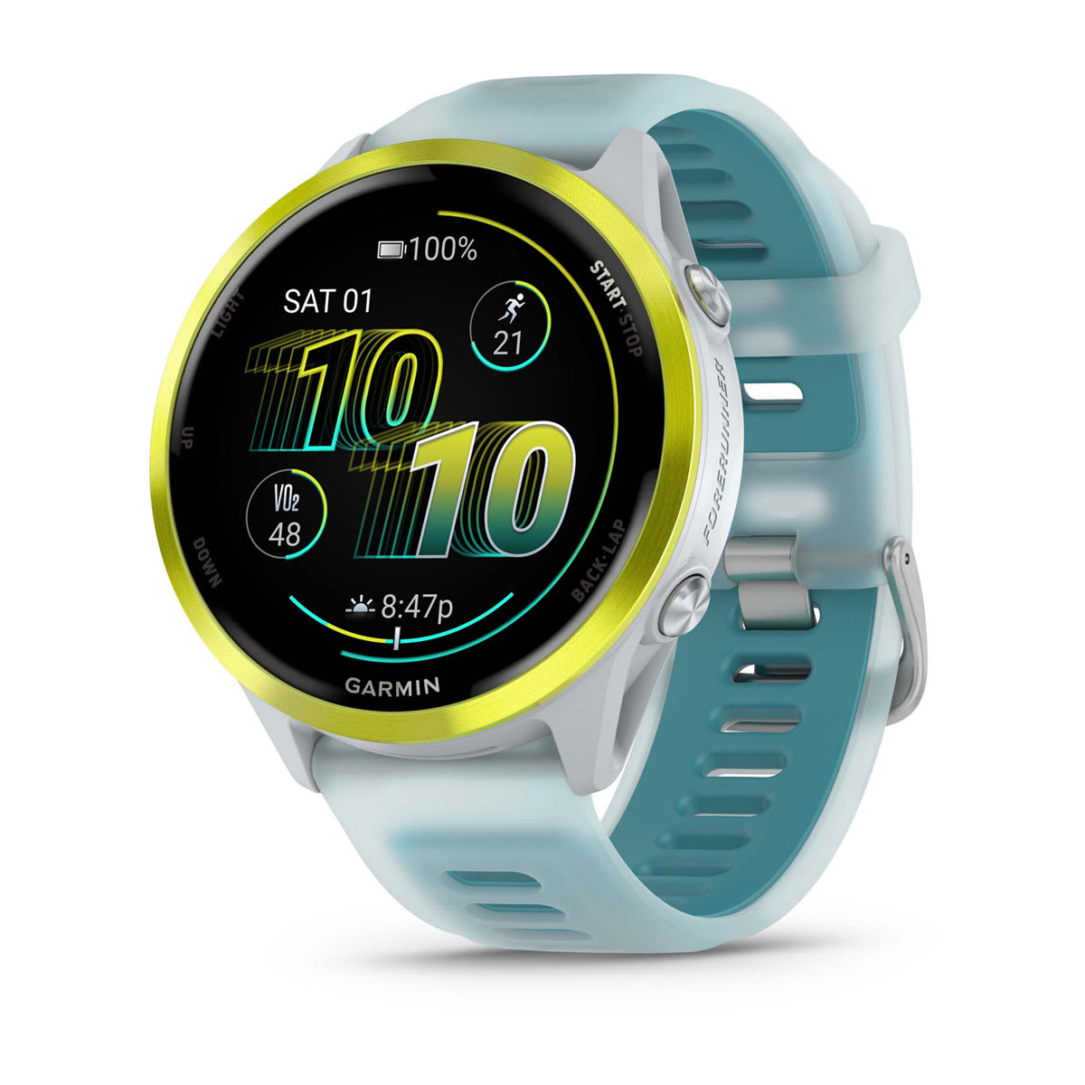 Forerunner® 570 - 47mm Amp Yellow Aluminum with Translucent Whitestone/Turquoise Band