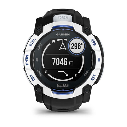 Instinct® 3 – 50 mm, Solar Whitestone with Black/Bolt Blue Band