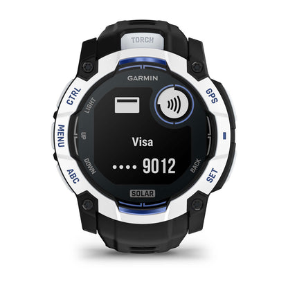 Instinct® 3 – 50 mm, Solar Whitestone with Black/Bolt Blue Band
