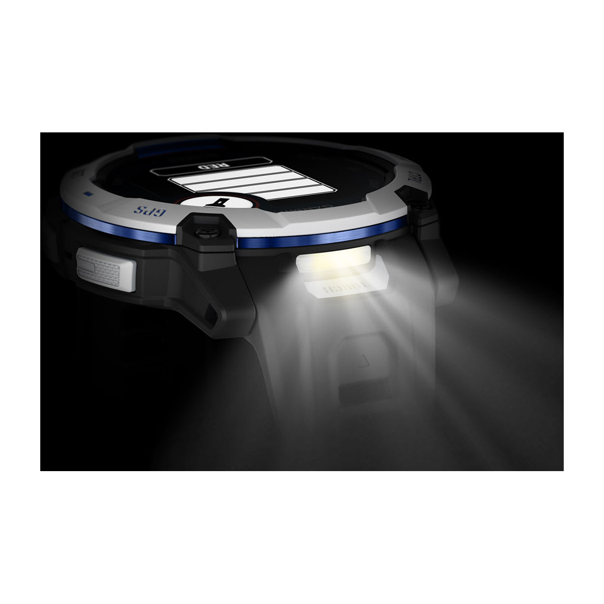 Instinct® 3 – 50 mm, Solar Whitestone with Black/Bolt Blue Band