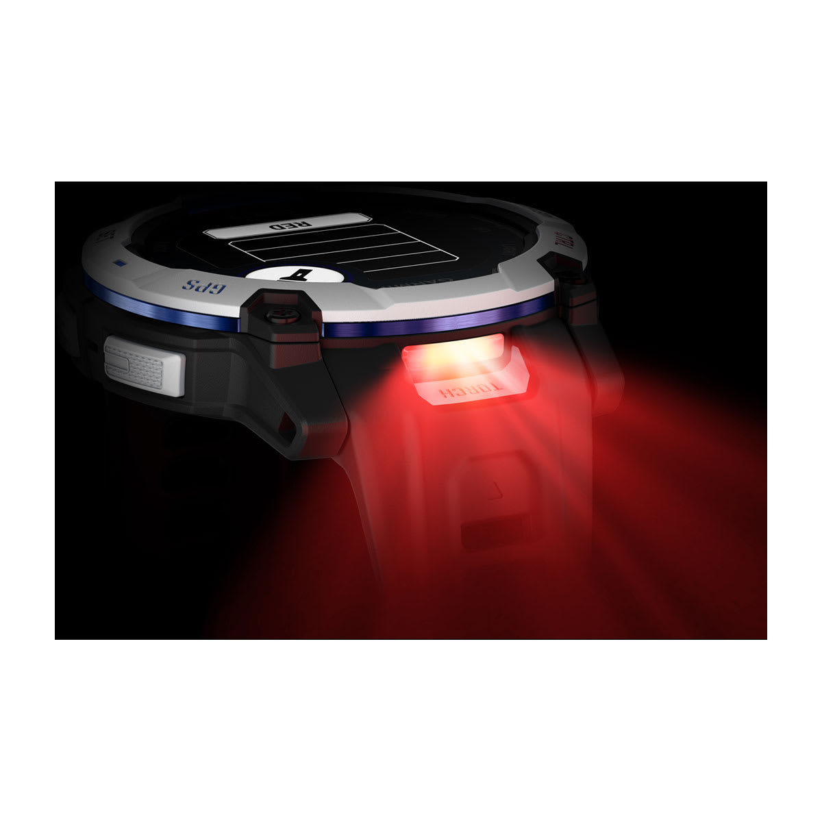 Instinct® 3 – 50 mm, Solar Whitestone with Black/Bolt Blue Band