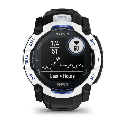 Instinct® 3 – 50 mm, Solar Whitestone with Black/Bolt Blue Band