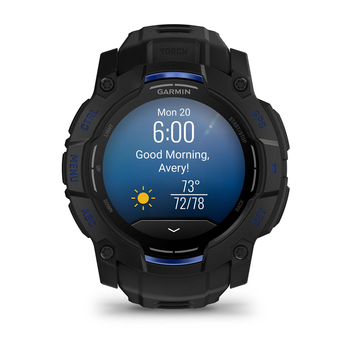 Instinct® 3 – 50 mm, AMOLED Black with Black/Bolt Blue Band