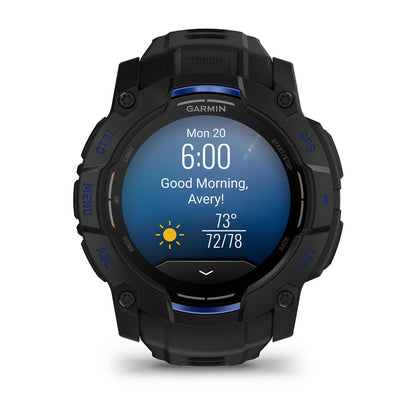 Instinct® 3 – 50 mm, AMOLED Black with Black/Bolt Blue Band