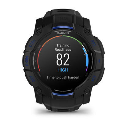 Instinct® 3 – 50 mm, AMOLED Black with Black/Bolt Blue Band