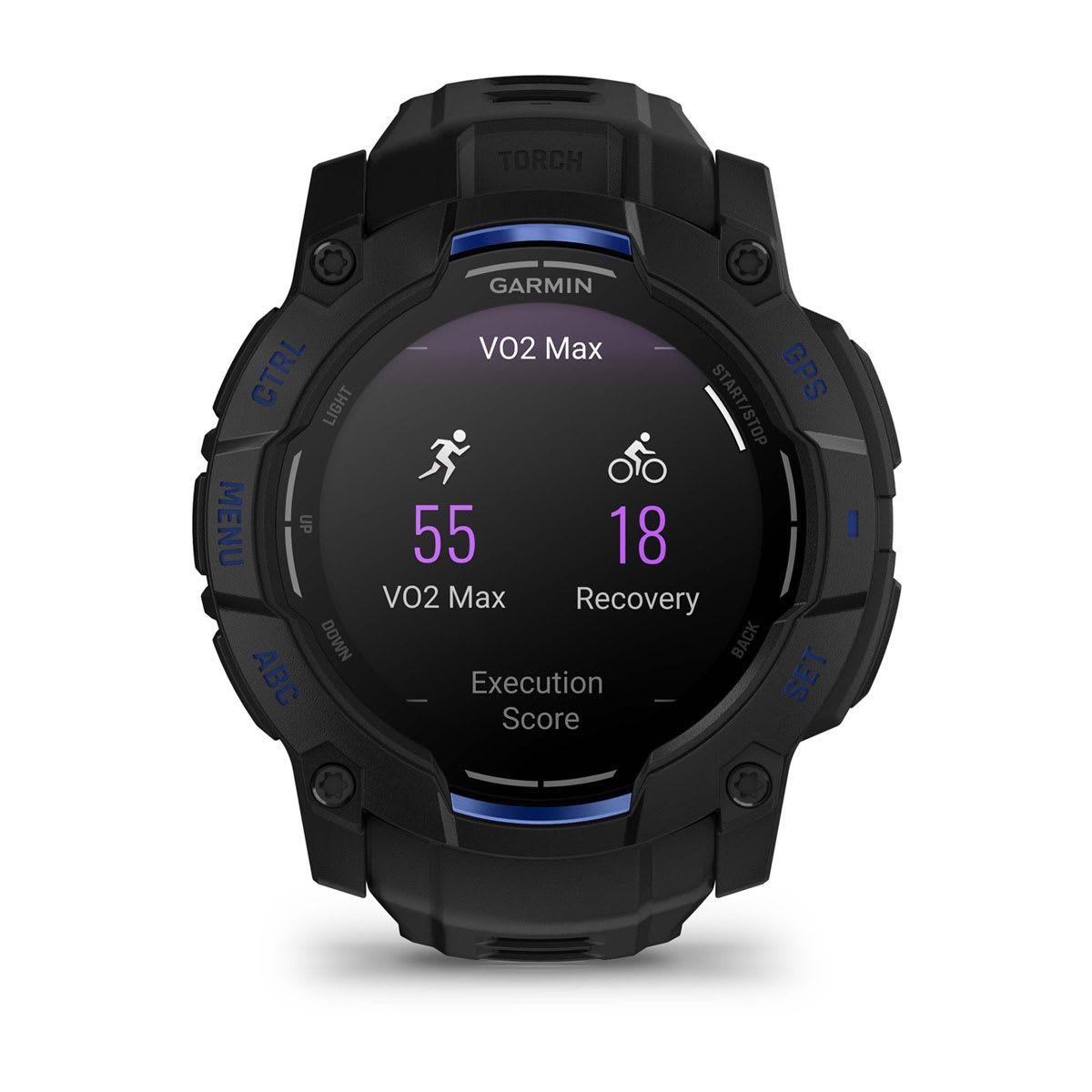 Instinct® 3 – 50 mm, AMOLED Black with Black/Bolt Blue Band