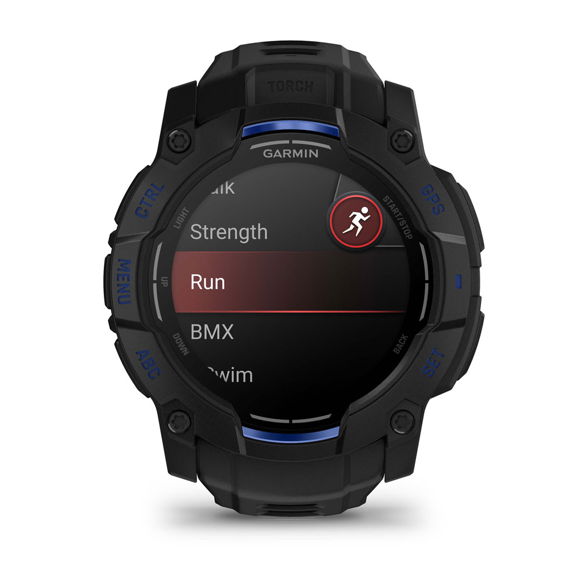 Instinct® 3 – 50 mm, AMOLED Black with Black/Bolt Blue Band