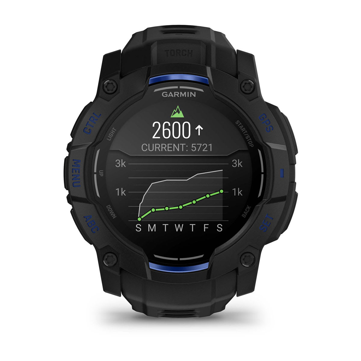 Instinct® 3 – 50 mm, AMOLED Black with Black/Bolt Blue Band