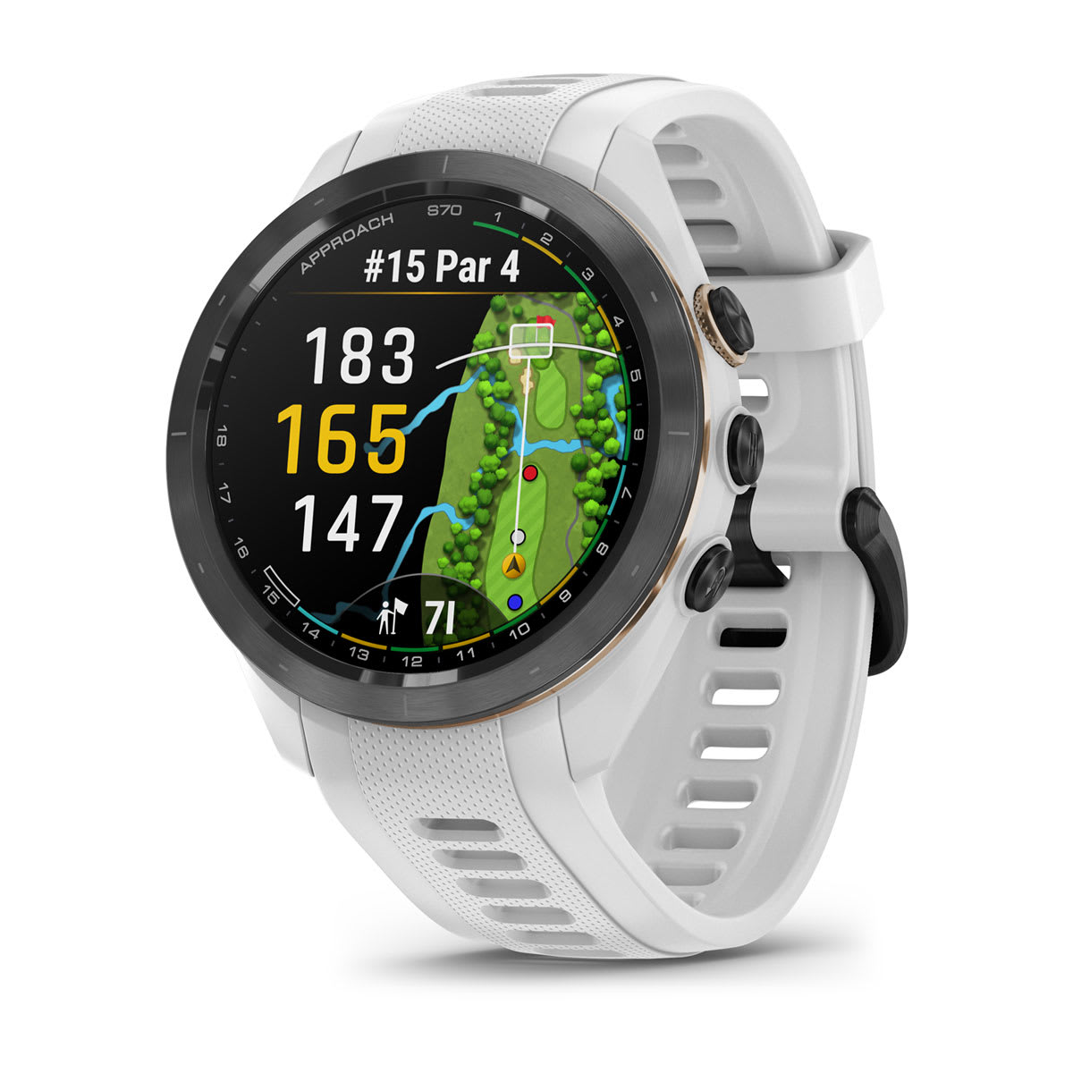 Approach® S70 - 42 mm Black/Peach Ceramic Bezel with White Silicone Band