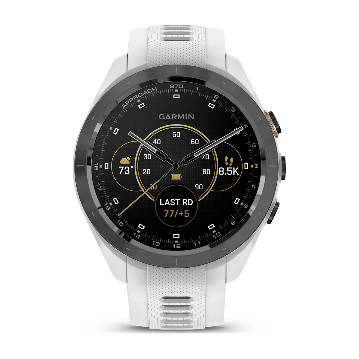 Approach® S70 - 42 mm Black/Peach Ceramic Bezel with White Silicone Band