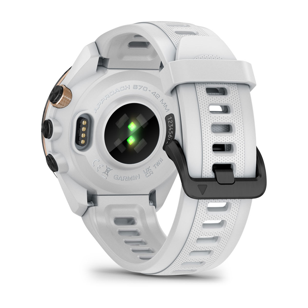 Approach® S70 - 42 mm Black/Peach Ceramic Bezel with White Silicone Band
