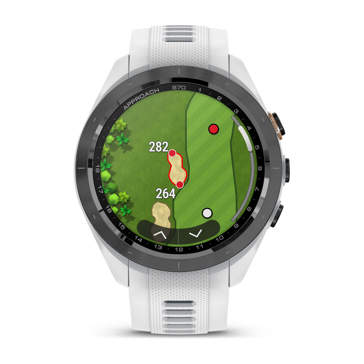 Approach® S70 - 42 mm Black/Peach Ceramic Bezel with White Silicone Band