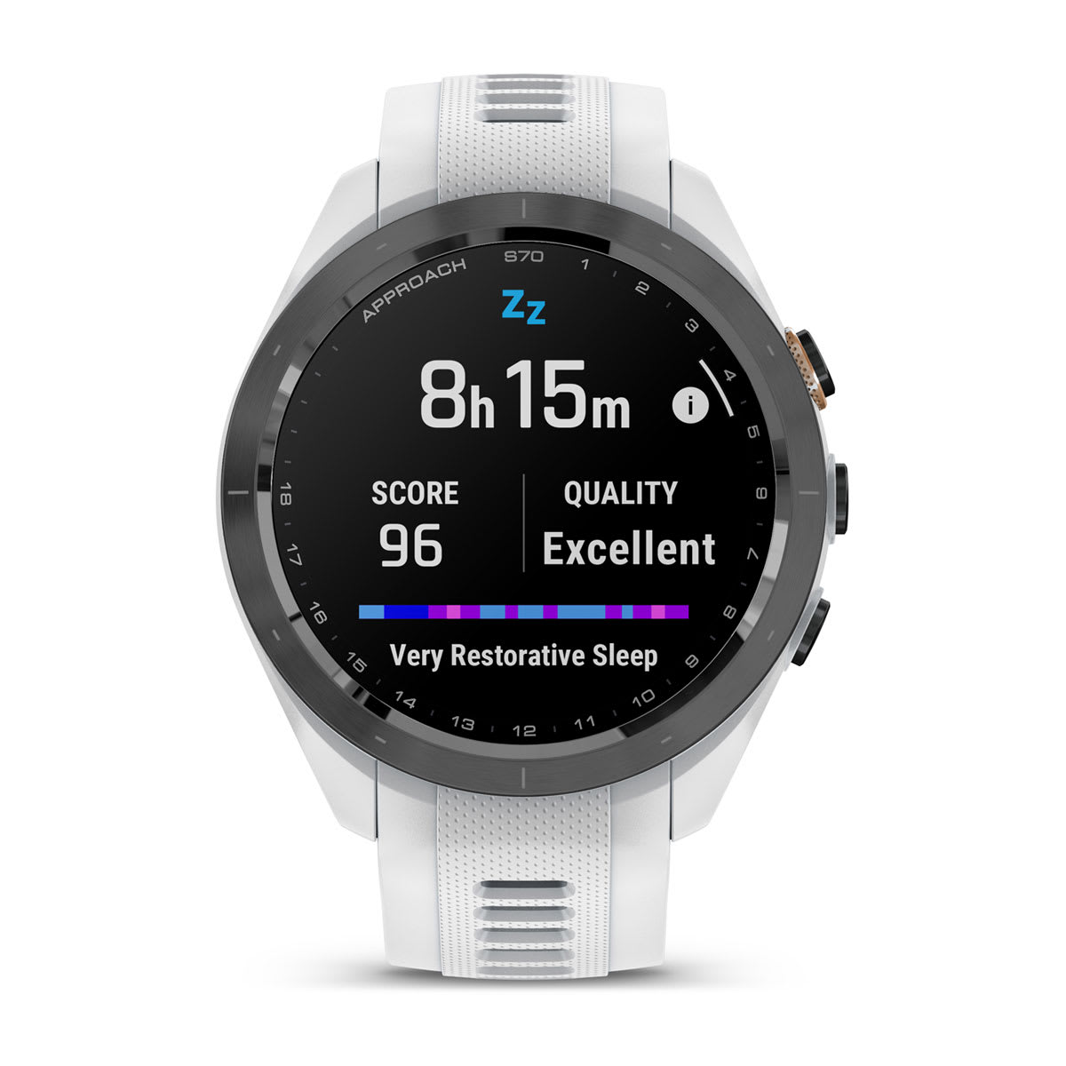 Approach® S70 - 42 mm Black/Peach Ceramic Bezel with White Silicone Band