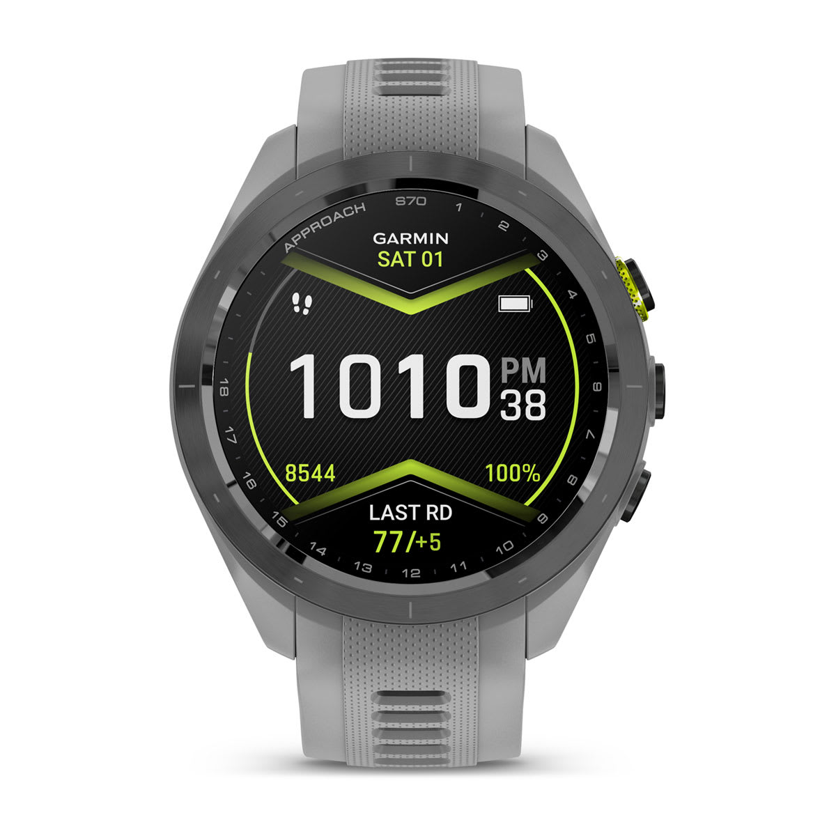 Approach® S70 - 42 mm Black/Amp Yellow Ceramic Bezel with Powder Gray Silicone Band