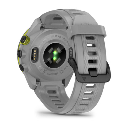Approach® S70 - 42 mm Black/Amp Yellow Ceramic Bezel with Powder Gray Silicone Band