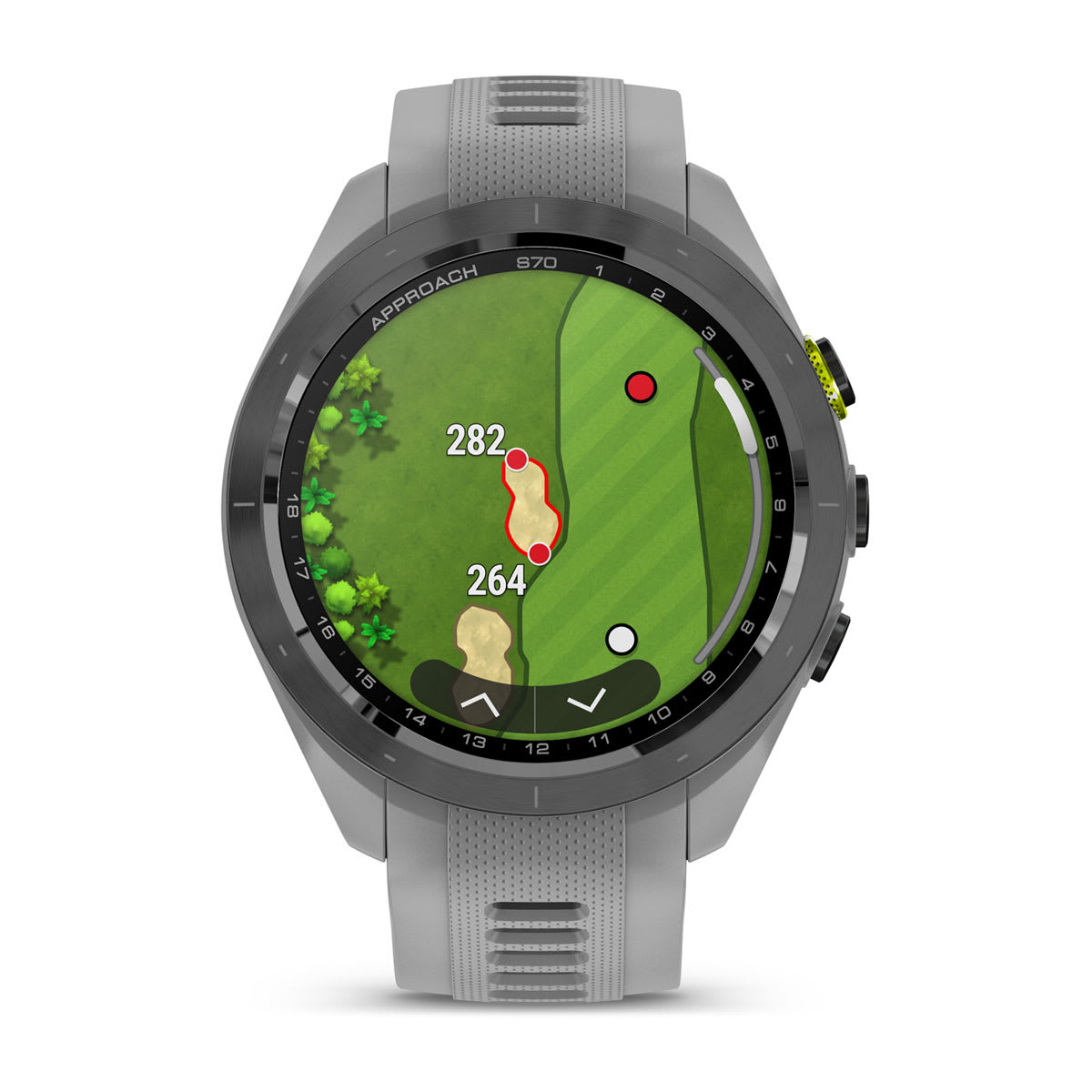 Approach® S70 - 42 mm Black/Amp Yellow Ceramic Bezel with Powder Gray Silicone Band
