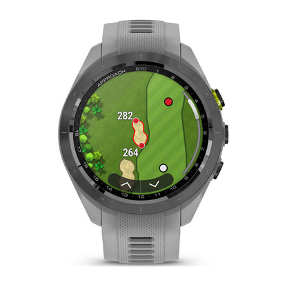 Approach® S70 - 42 mm Black/Amp Yellow Ceramic Bezel with Powder Gray Silicone Band