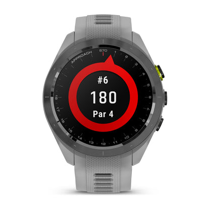 Approach® S70 - 42 mm Black/Amp Yellow Ceramic Bezel with Powder Gray Silicone Band
