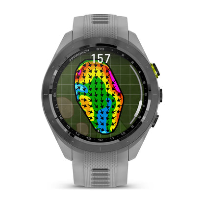 Approach® S70 - 42 mm Black/Amp Yellow Ceramic Bezel with Powder Gray Silicone Band
