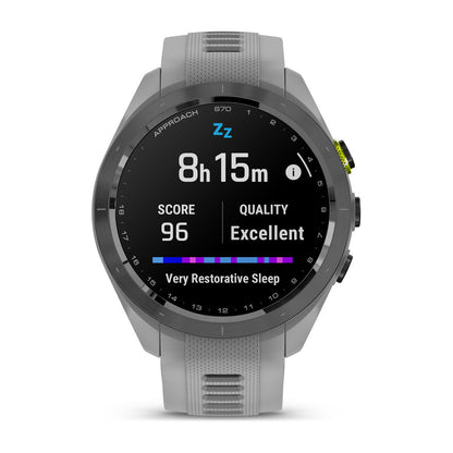Approach® S70 - 42 mm Black/Amp Yellow Ceramic Bezel with Powder Gray Silicone Band