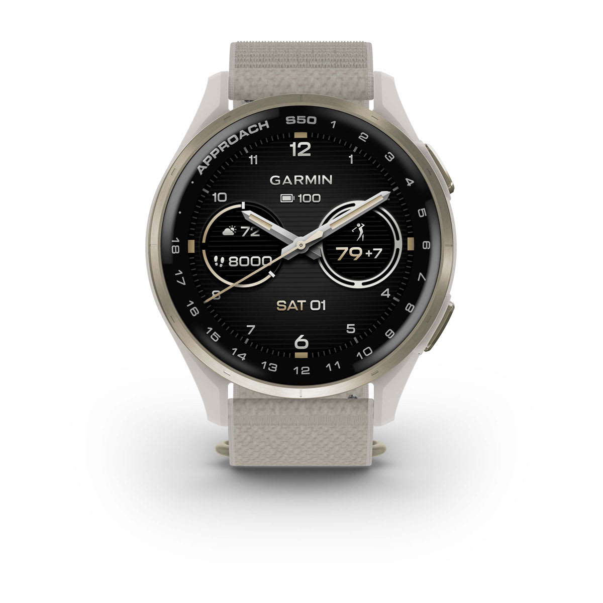 Approach® S50 Cream Gold Aluminum Bezel with Ivory ComfortFit Nylon Band