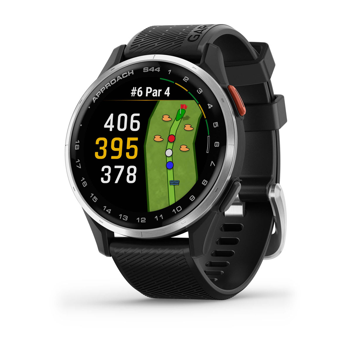Approach® S44 Silver Aluminum Bezel with Black Silicone Band